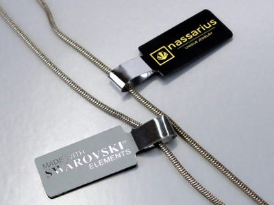Elegant metallic jewellery tags